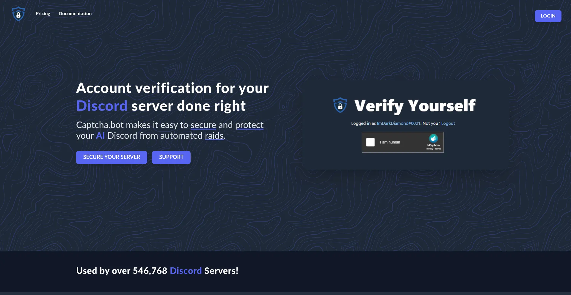 Website screenshot of Captcha.bot