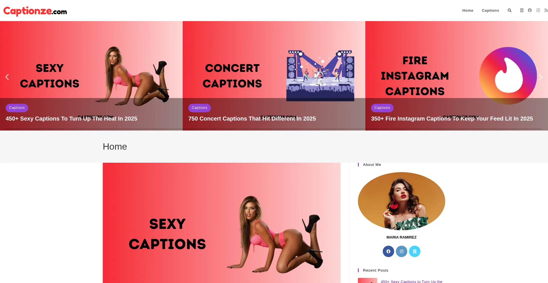 Website screenshot of Captionze.com