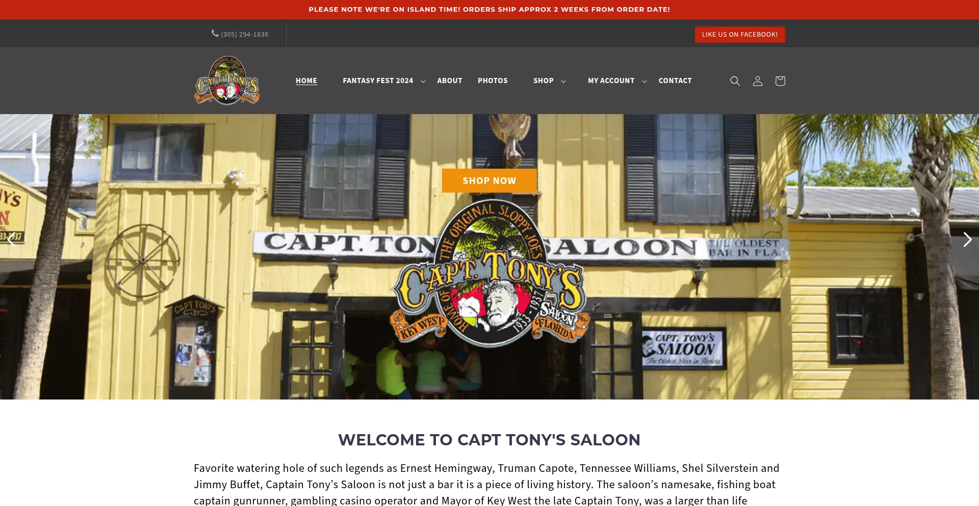 Website screenshot of Capttonyssaloon.com