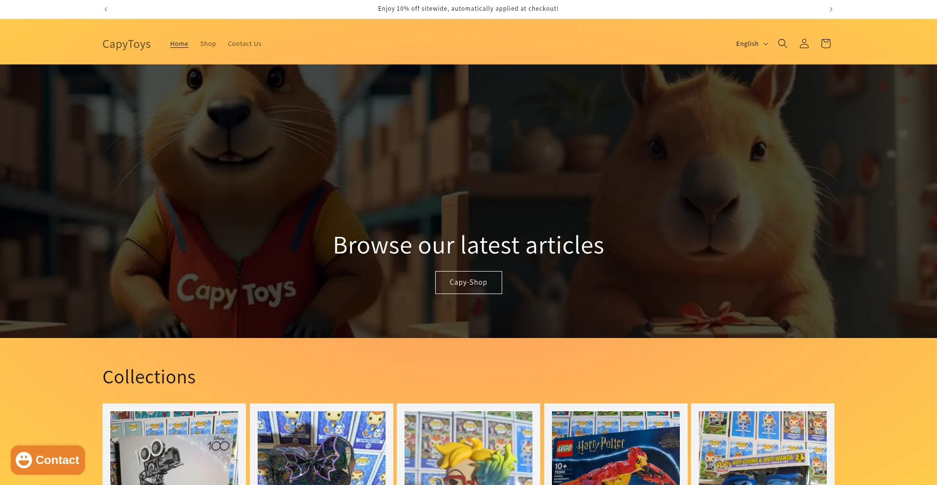 Website screenshot of Capytoysshop.com