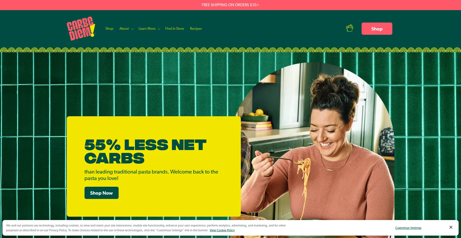Website screenshot of Carbediemfoods.com