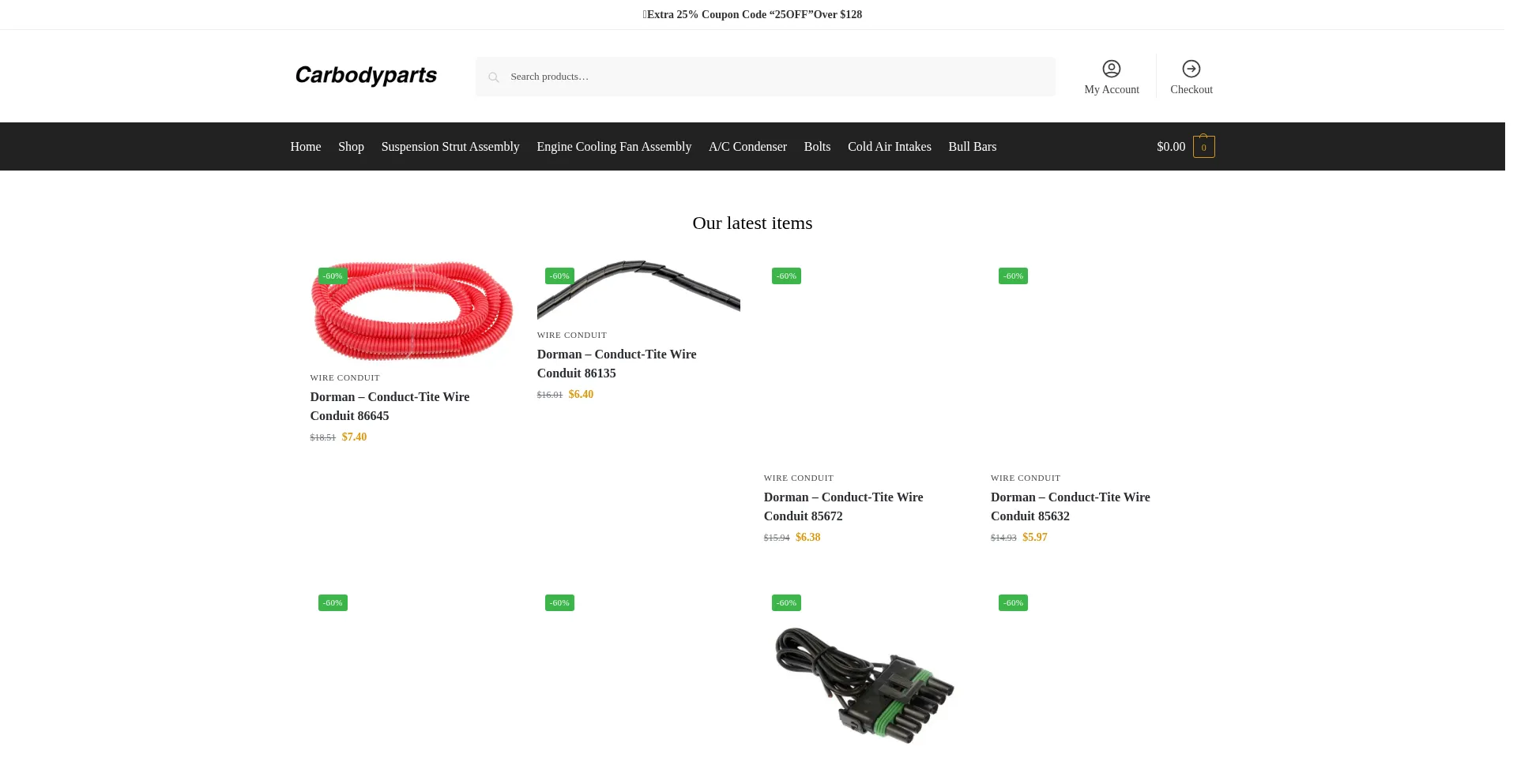 Website screenshot of Carbodypartsshop.com