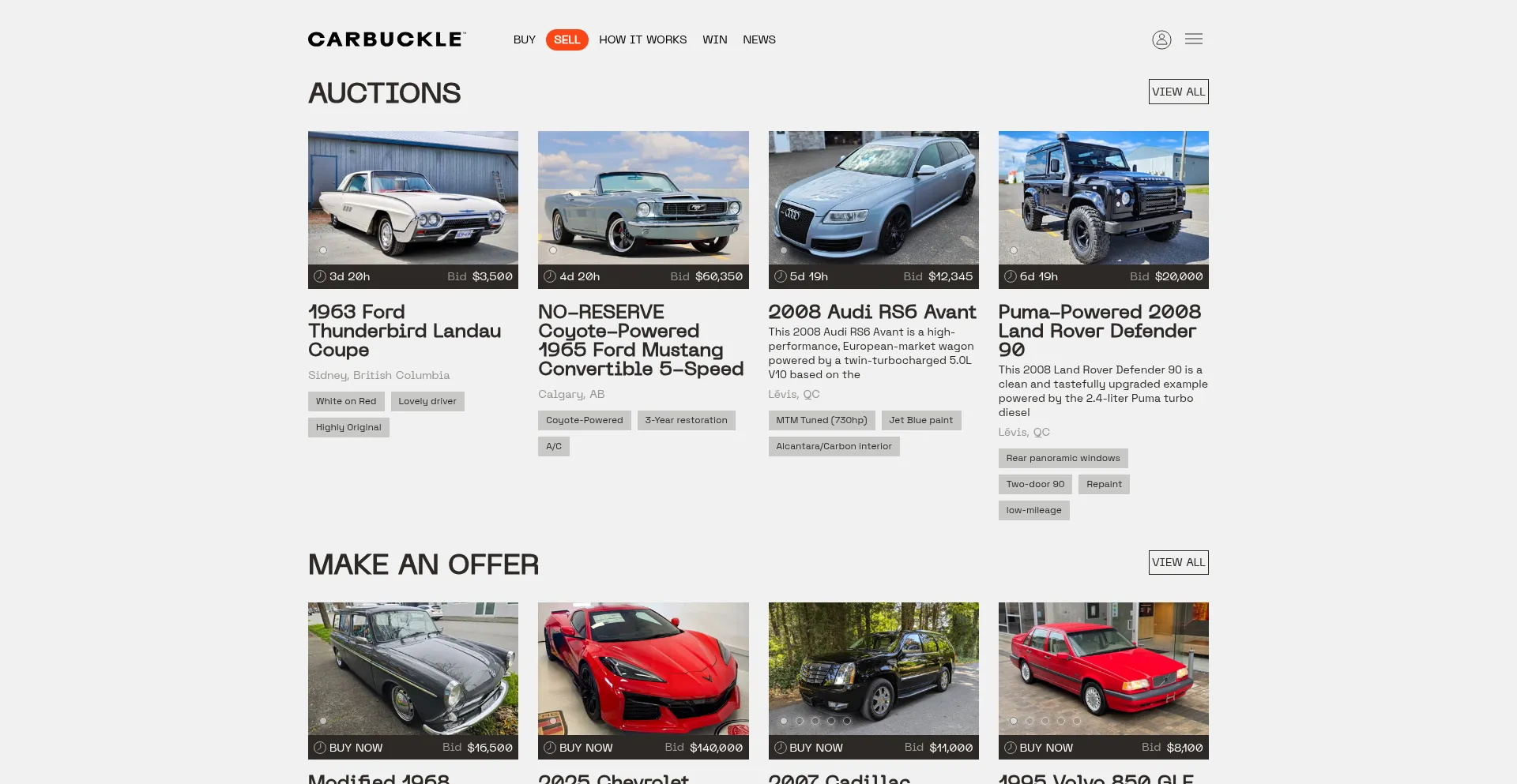 Website screenshot of Carbuckle.com