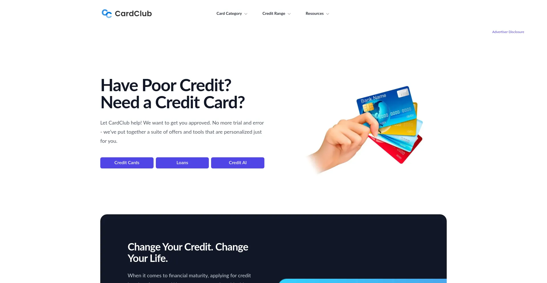 Website screenshot of Cardclub.com