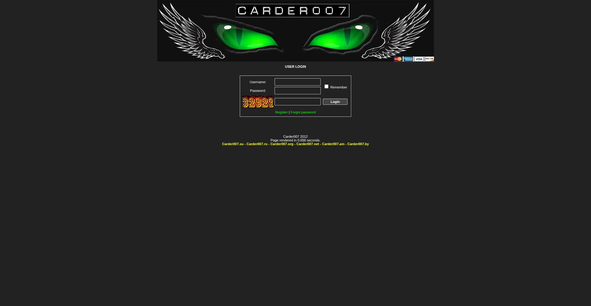Website screenshot of Carder007.org