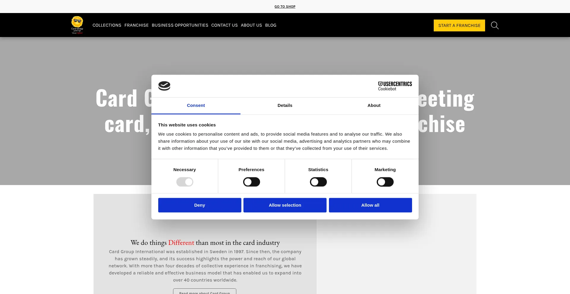 Website screenshot of Cardgroup.com