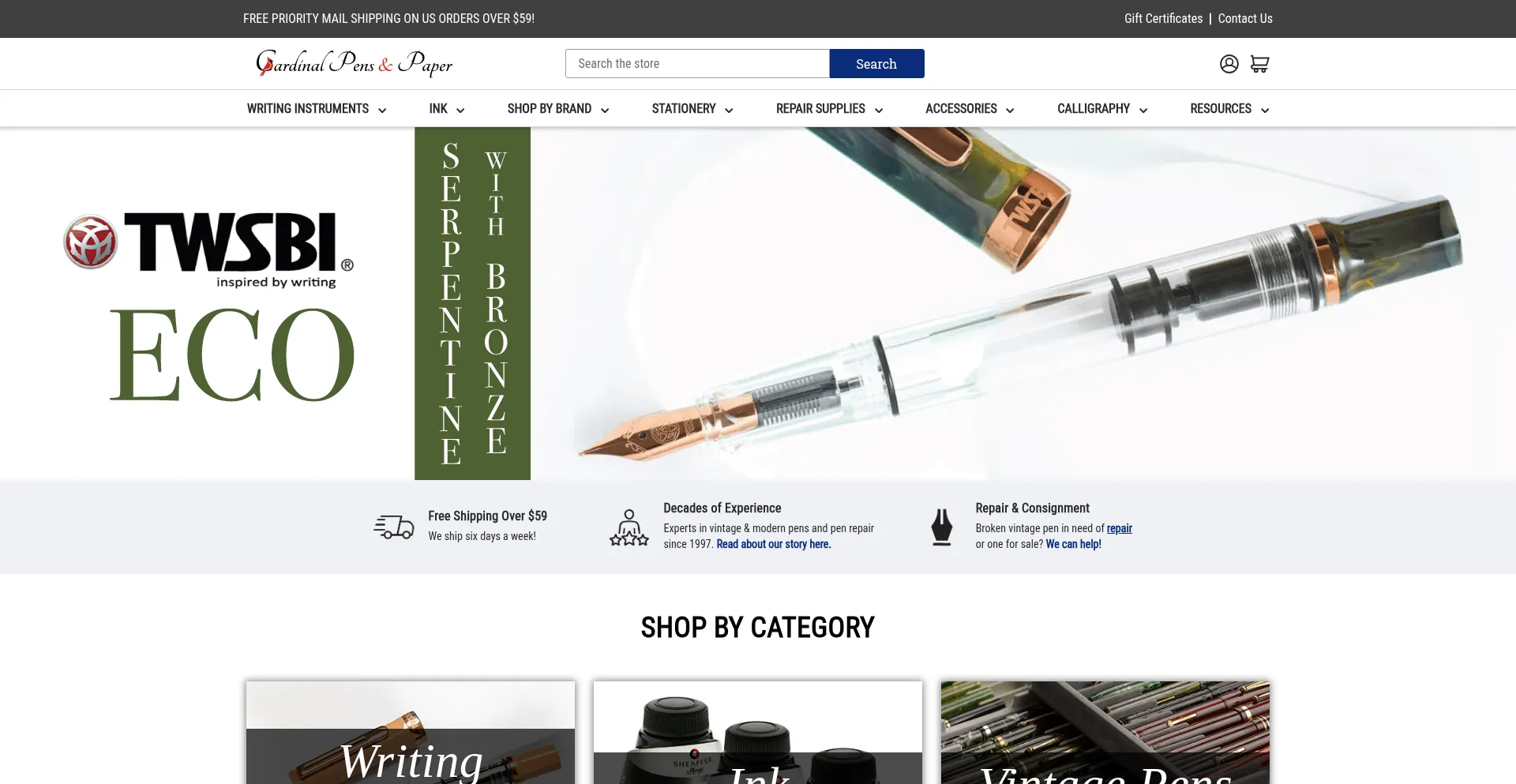 Website screenshot of Cardinalpens.com