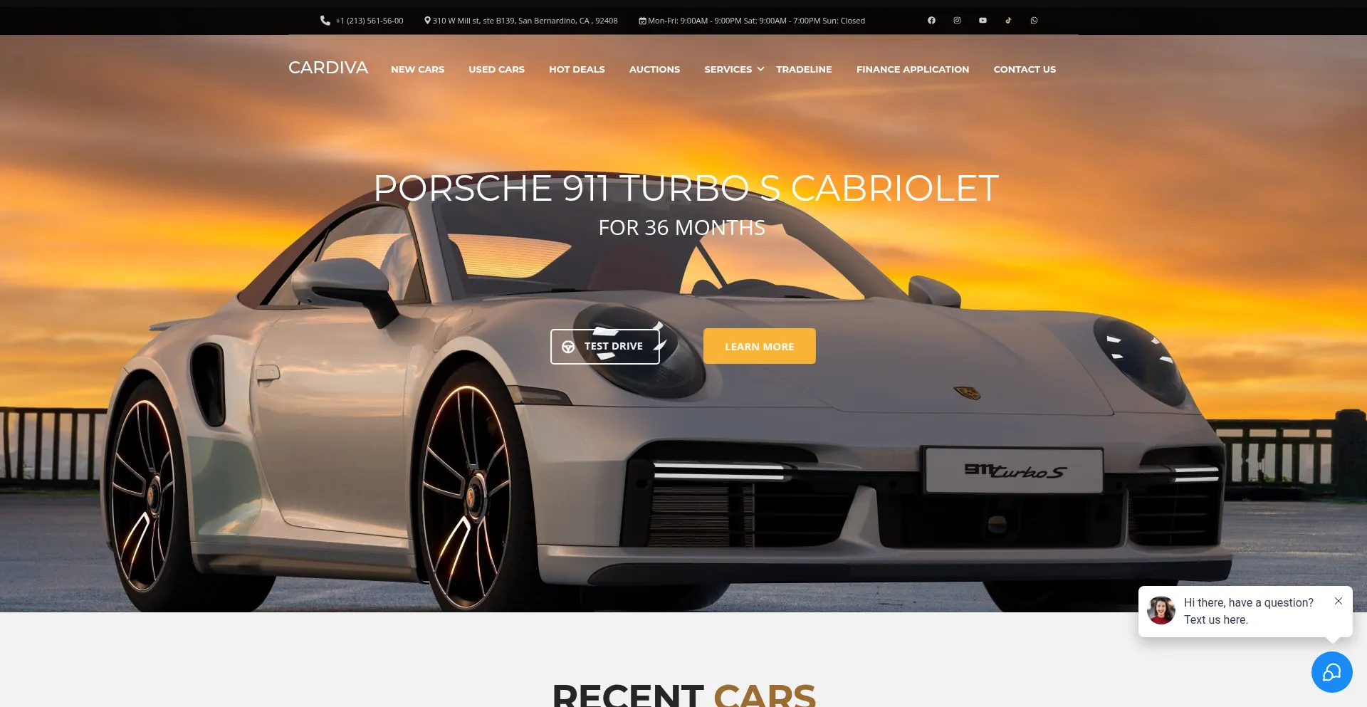 Website screenshot of Cardiva-motors.com