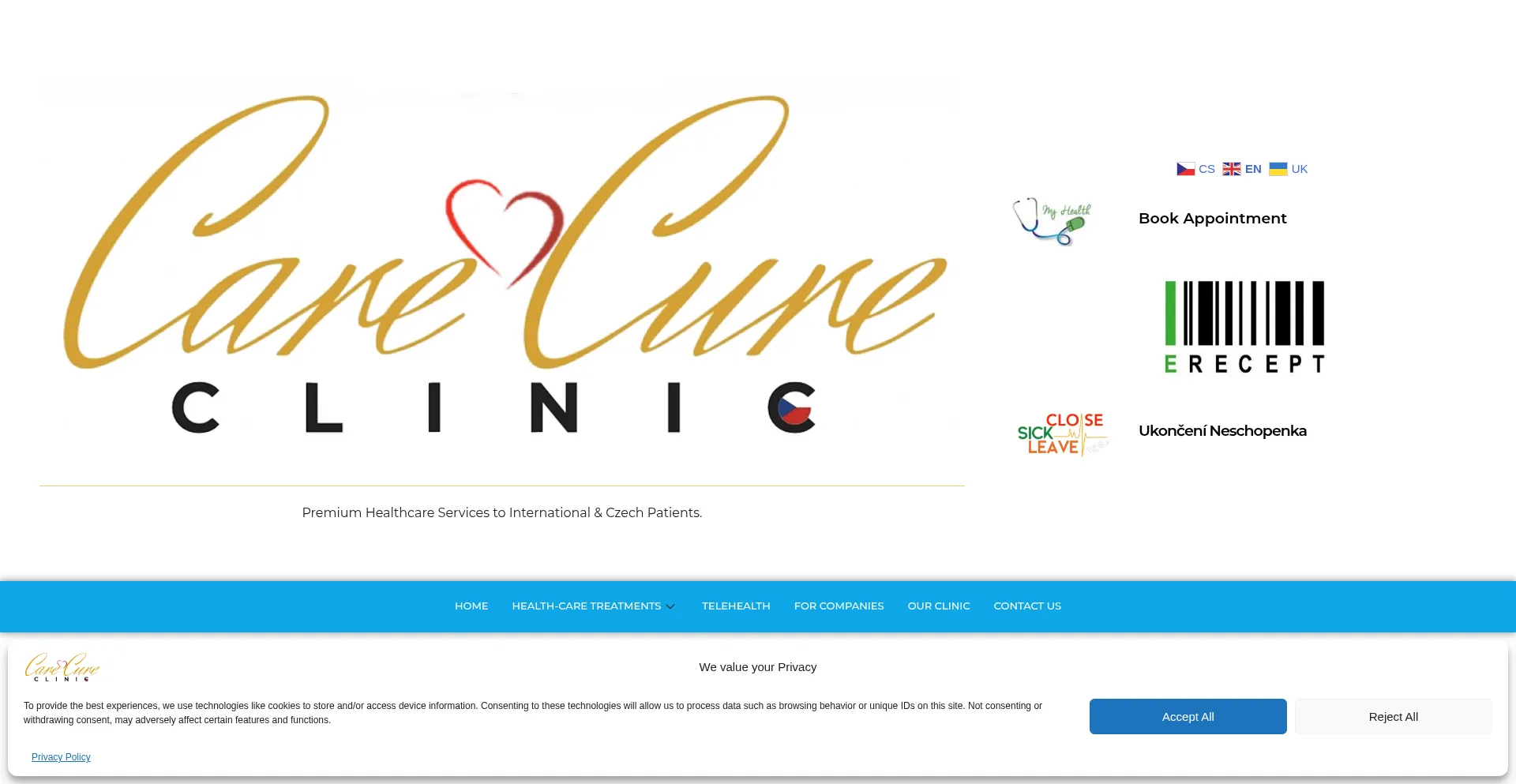 Website screenshot of Care-cure.cz