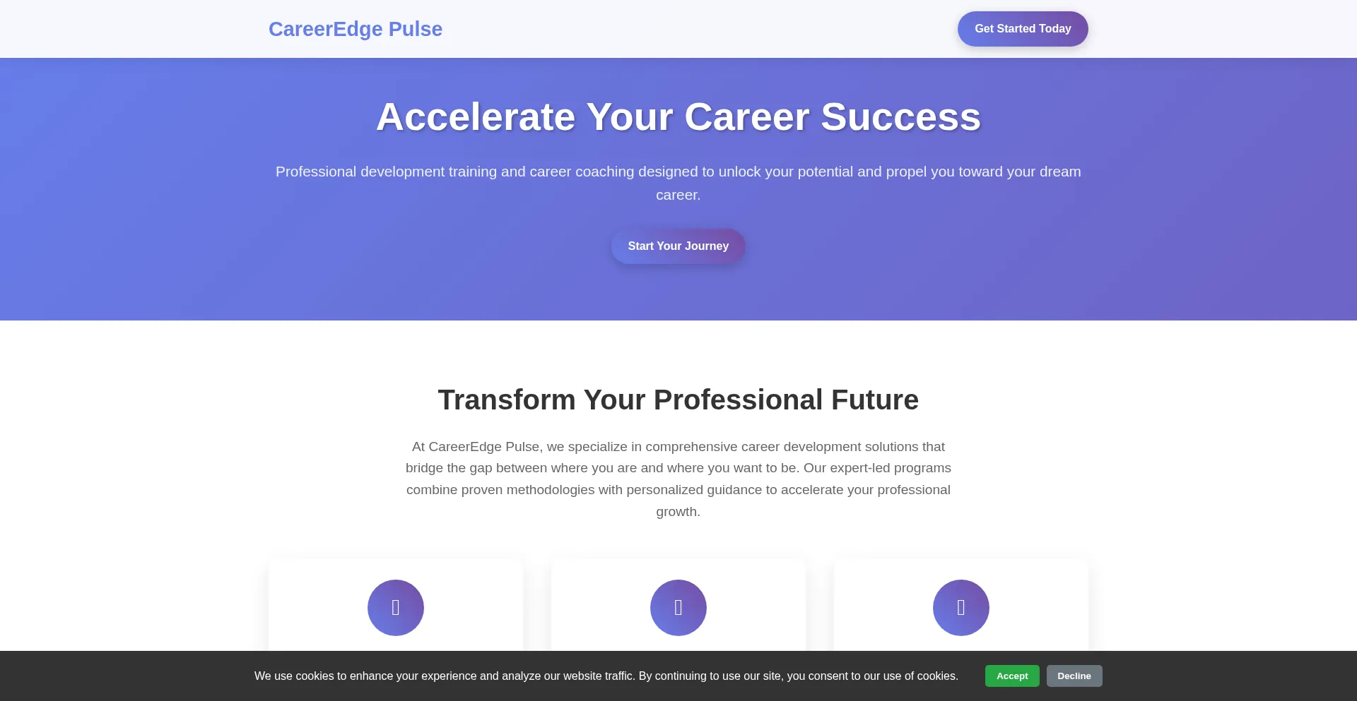 Website screenshot of Careeredgepulse.live