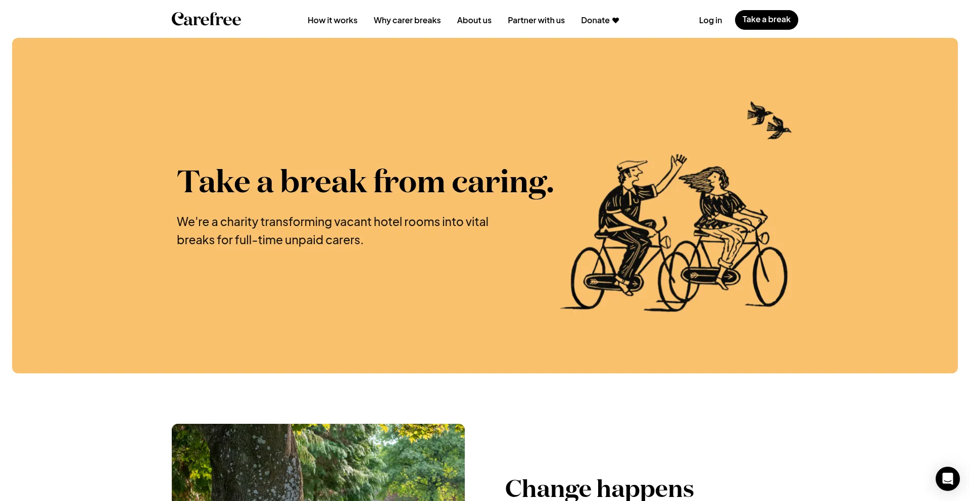 Website screenshot of Carefreespace.com