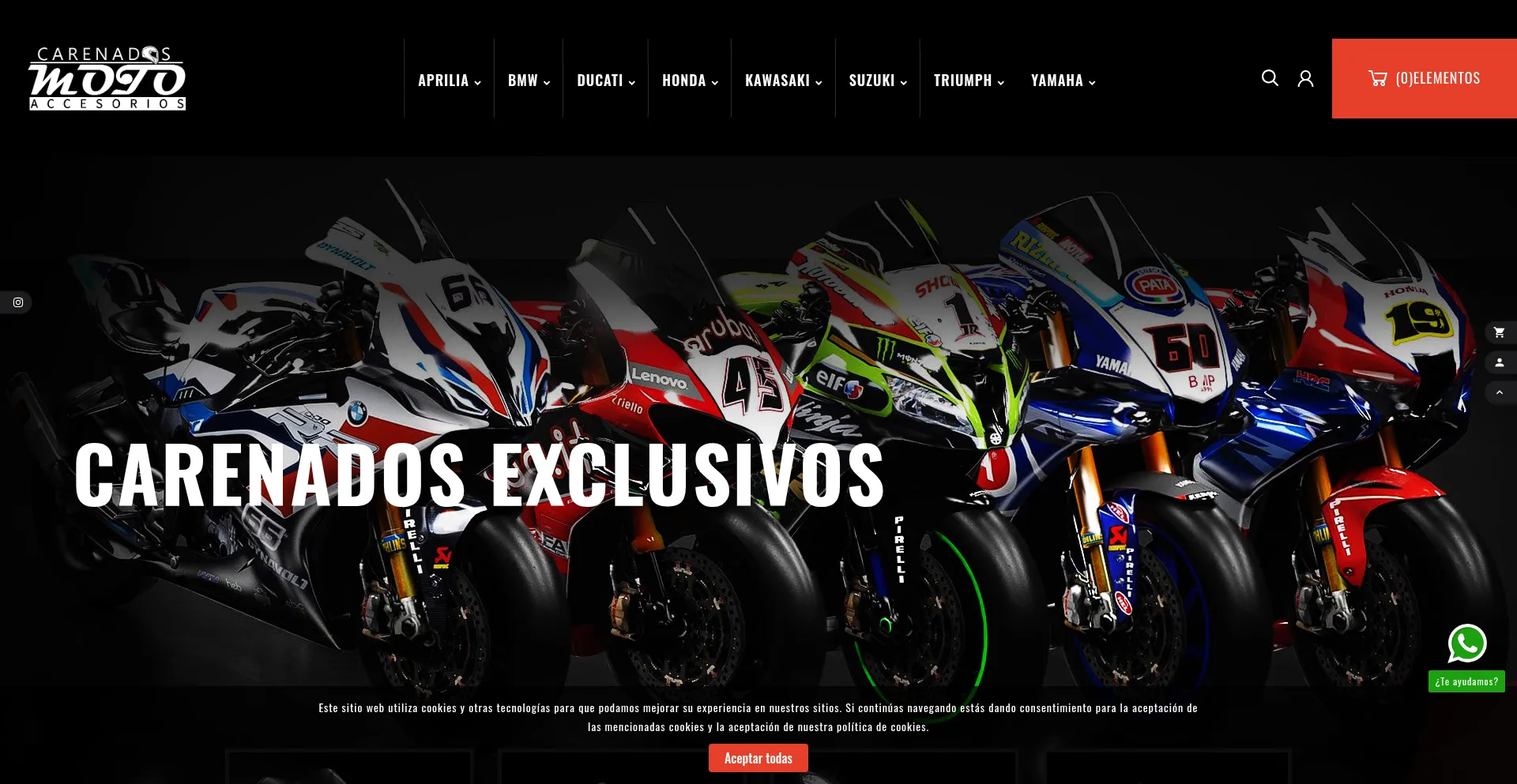 Website screenshot of Carenadosyaccesoriosmoto.com