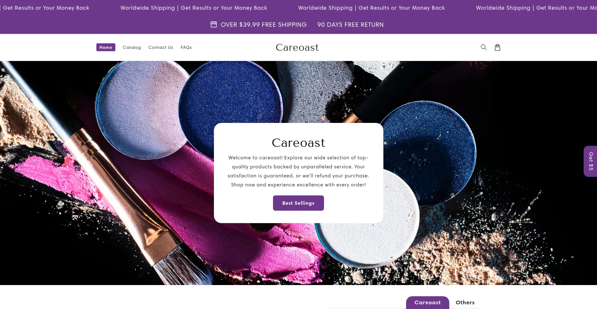 Website screenshot of Careoast.com