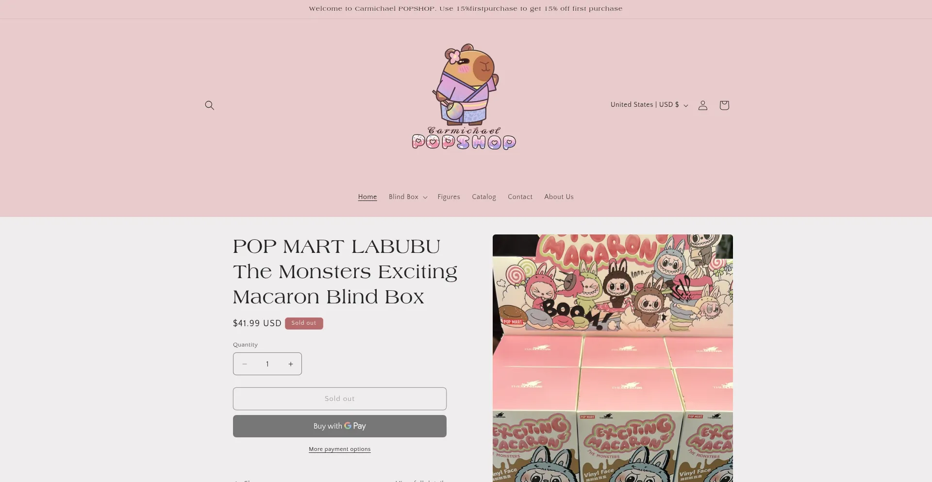 Website screenshot of Carmichaelpopshop.com
