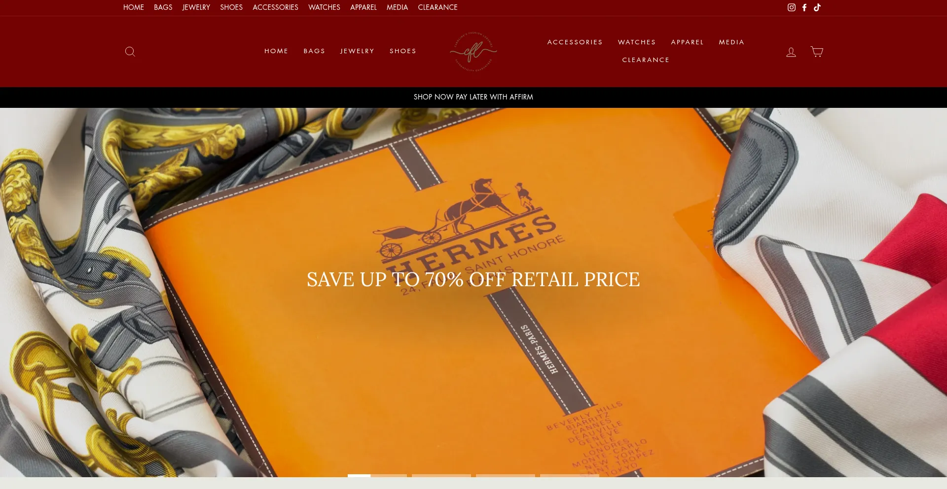 Website screenshot of Carolinesfashionluxuries.com