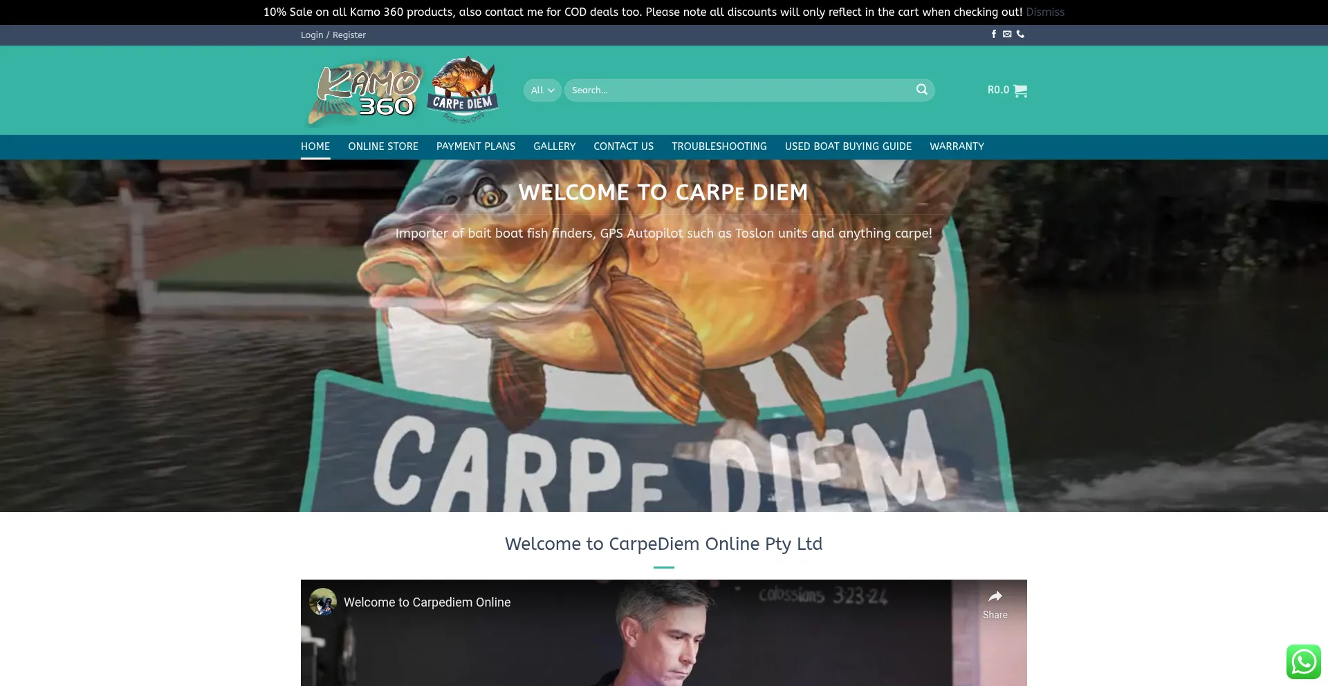Website screenshot of Carpediemonline.co.za