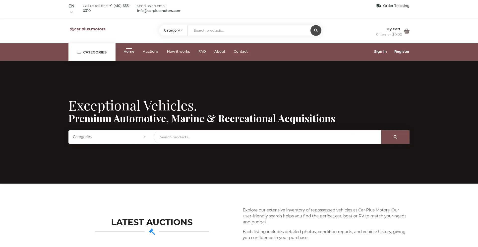 Website screenshot of Carplusmotors.com