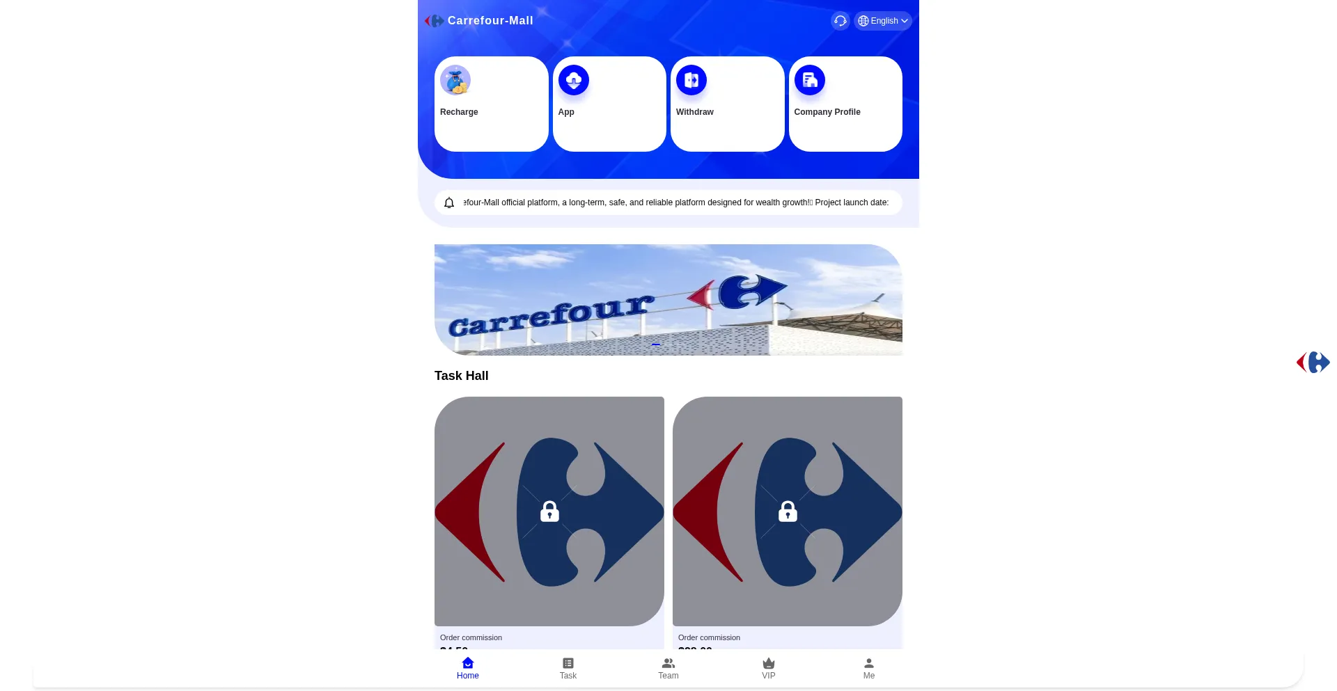 Website screenshot of Carrefour-mall.com