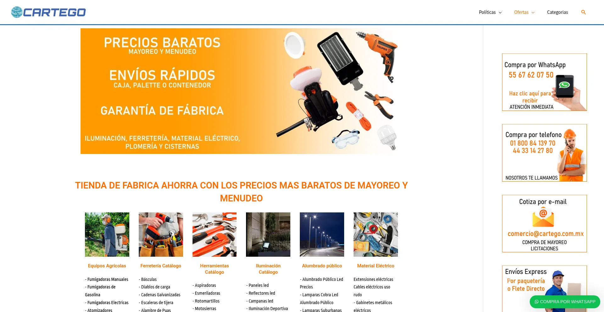 Website screenshot of Cartegomart.com