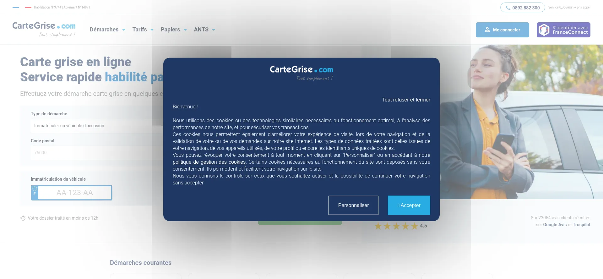 Website screenshot of Cartegrise.com