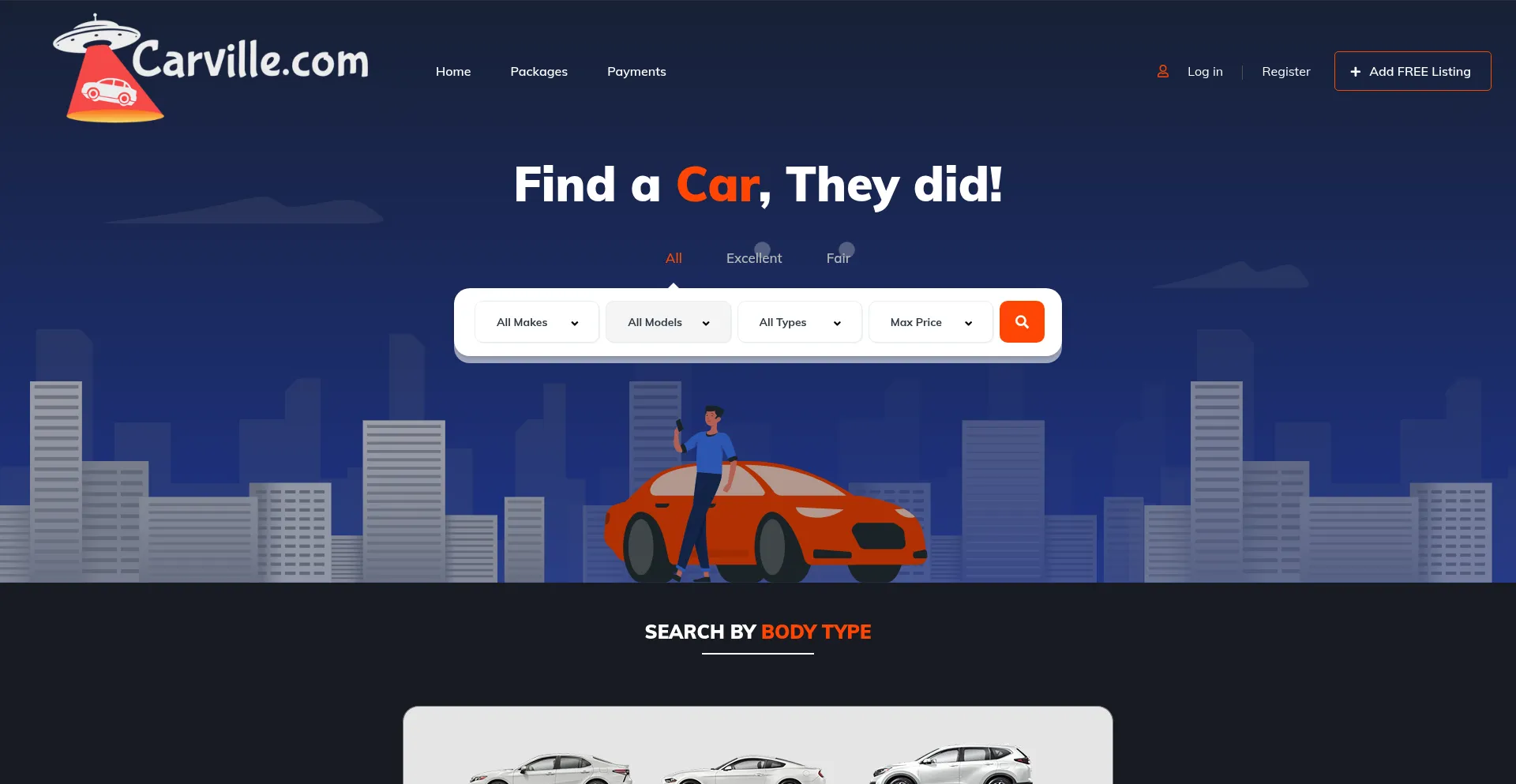 Website screenshot of Carville.com