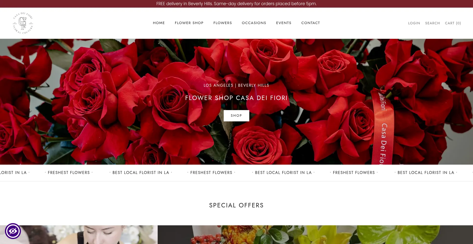 Website screenshot of Casadeifiori.us