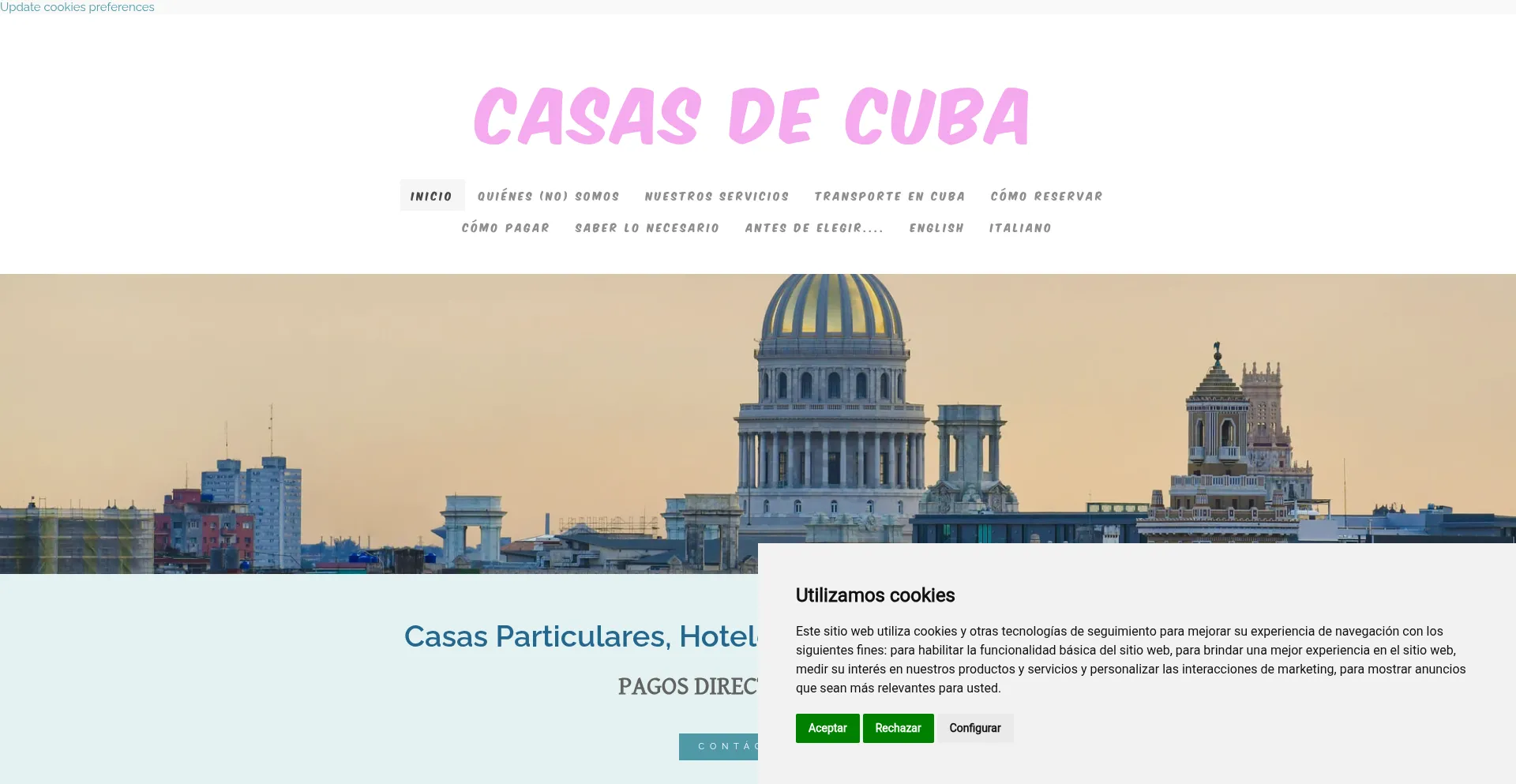 Website screenshot of Casasdecuba-es.net