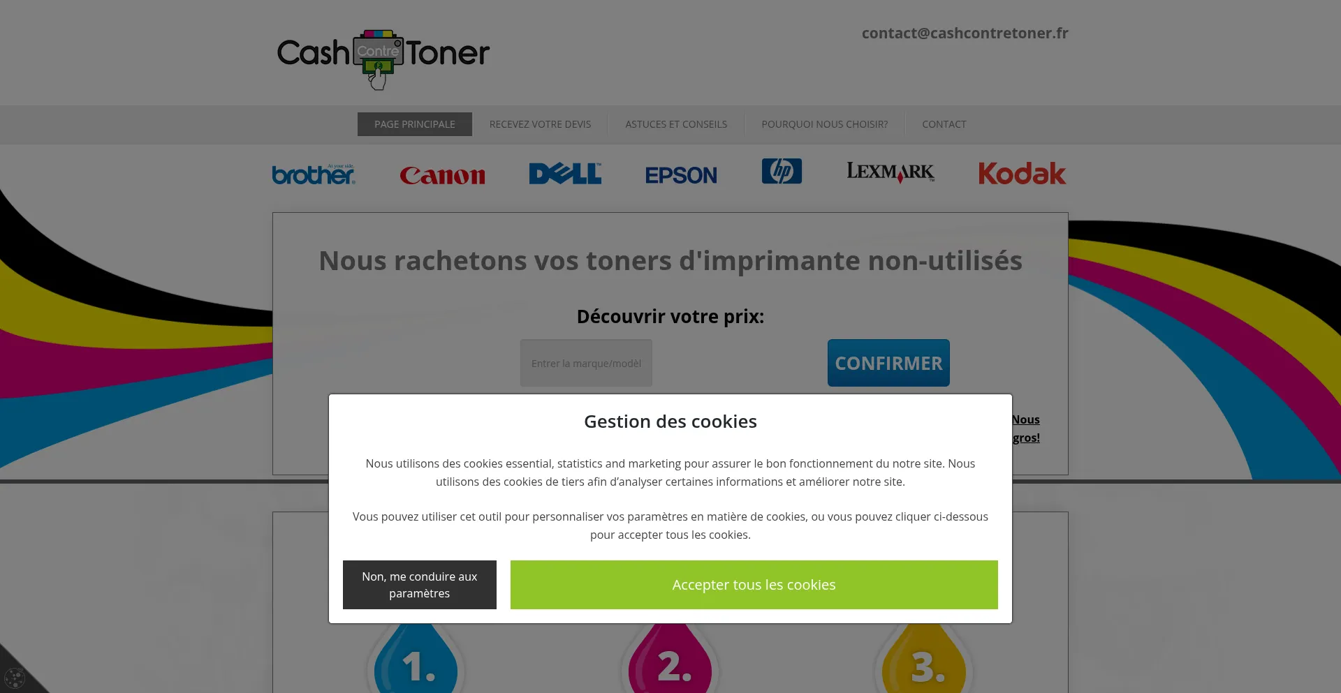 Website screenshot of Cashcontretoner.fr