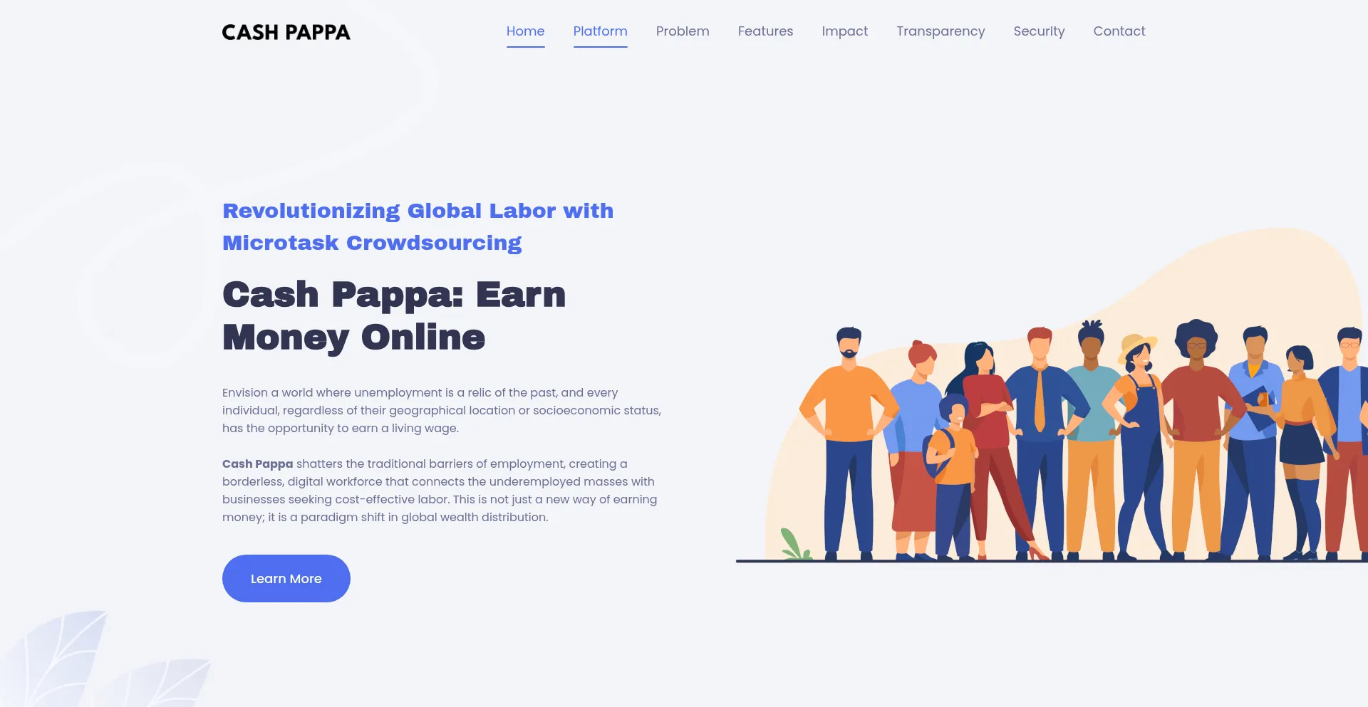 Website screenshot of Cashpappa.com