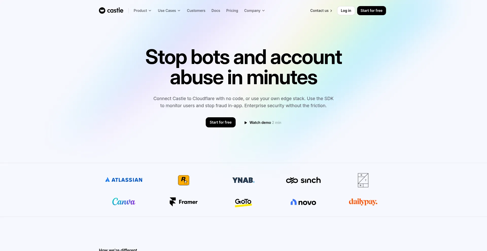 Website screenshot of Castle.io