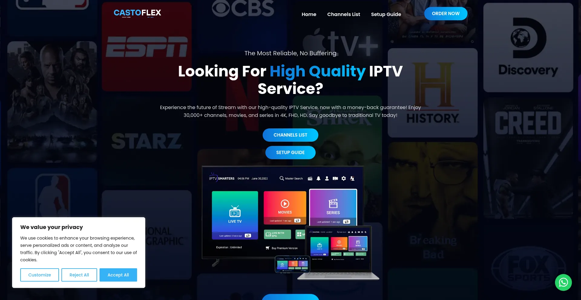 Website screenshot of Castoflex.com