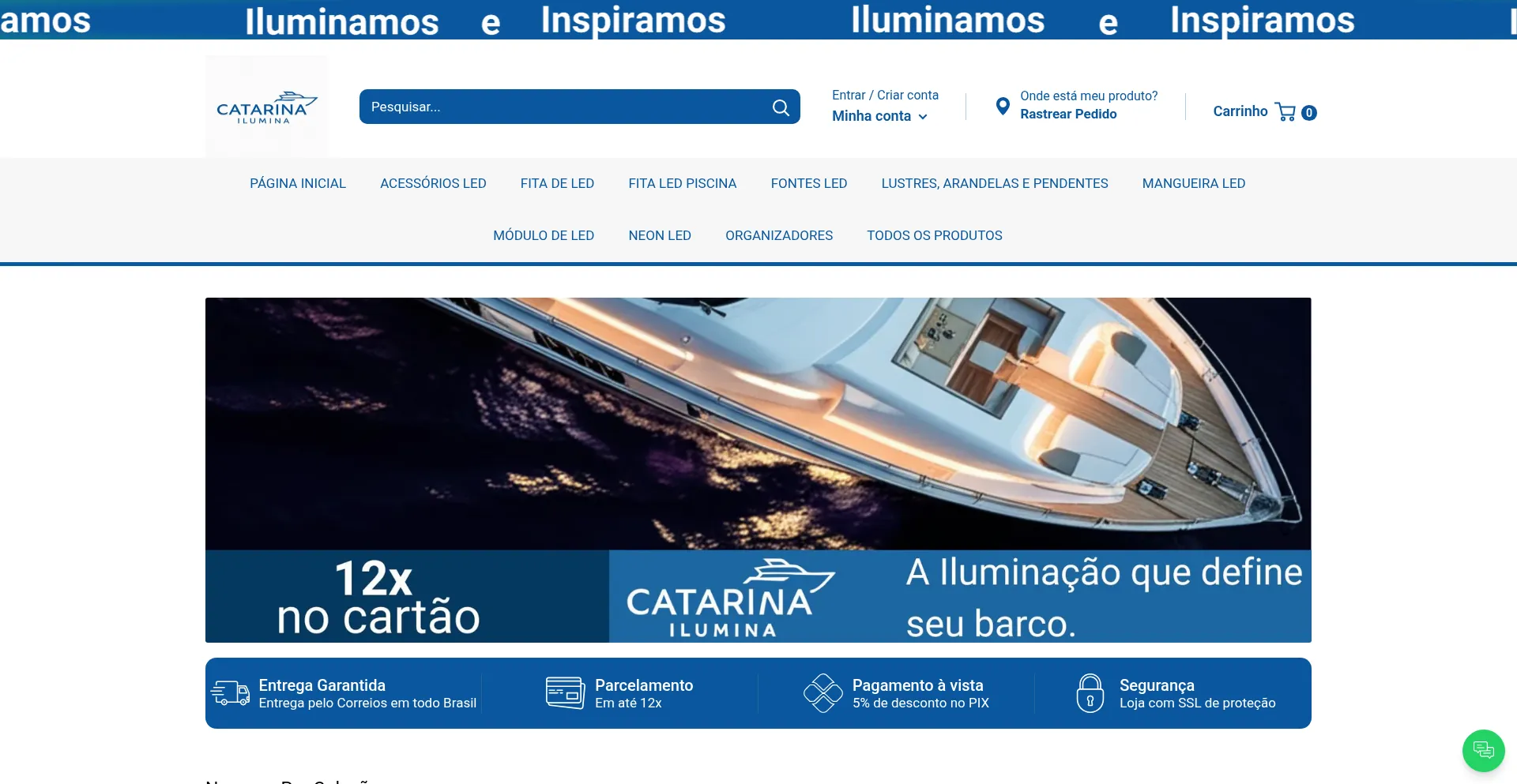 Website screenshot of Catarinailumina.com.br