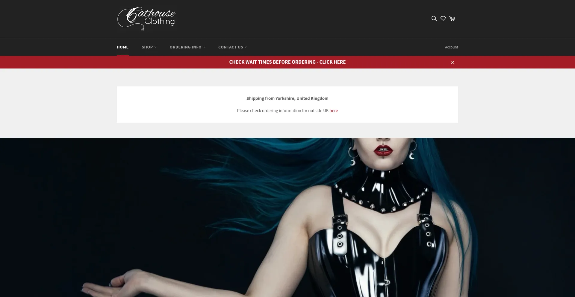 Website screenshot of Cathouseclothing.com