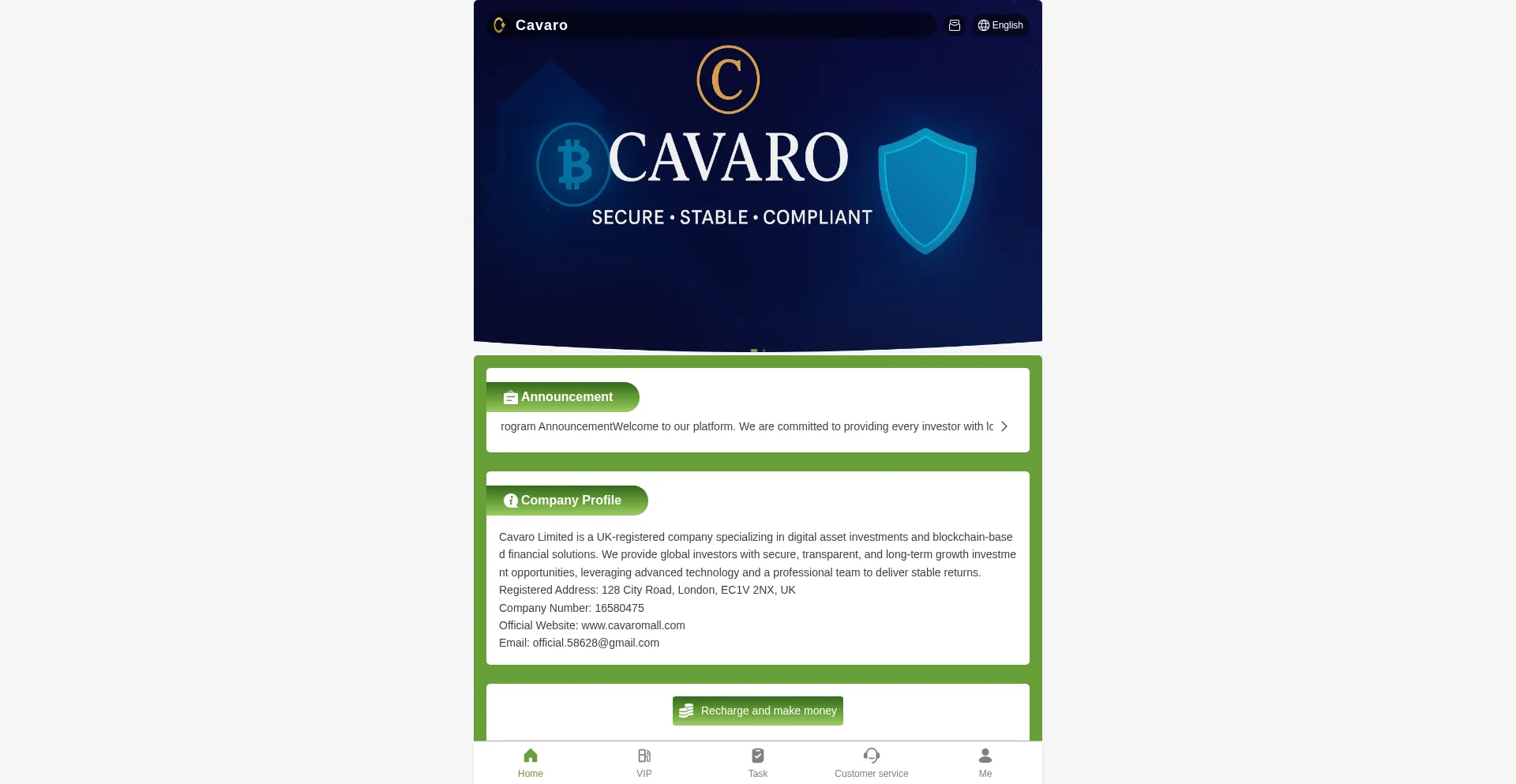 Website screenshot of Cavaromall.com