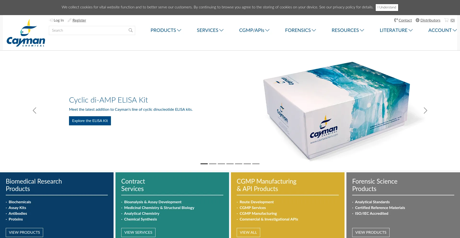 Website screenshot of Caymanchemical.com