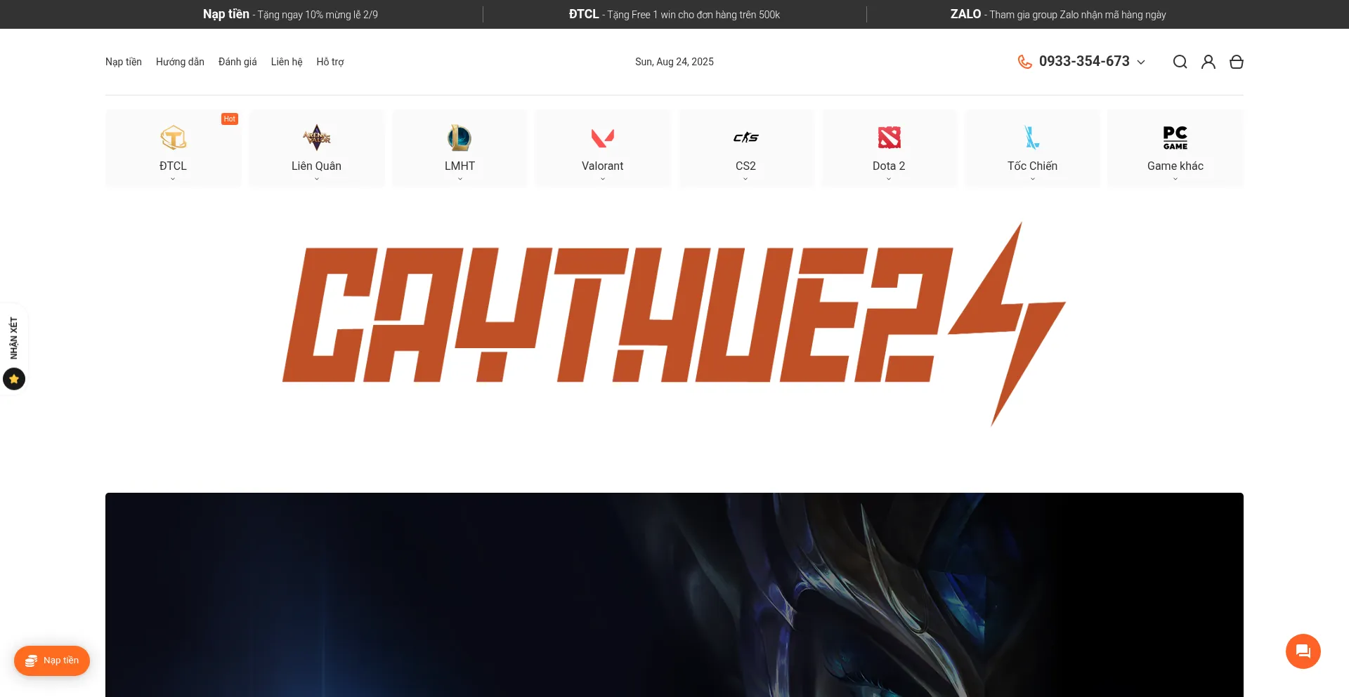 Website screenshot of Caythue24.com