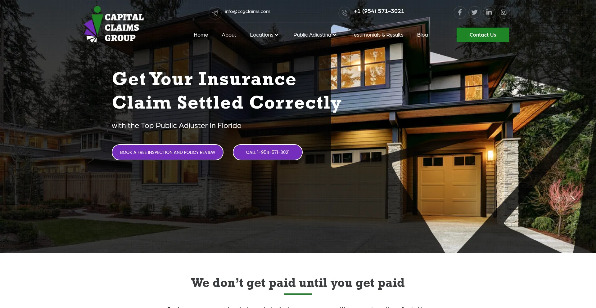 Website screenshot of Ccgclaims.com