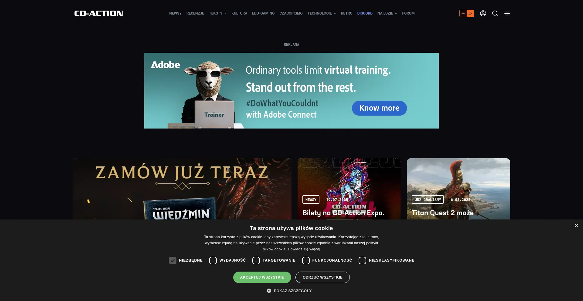 Website screenshot of Cdaction.pl
