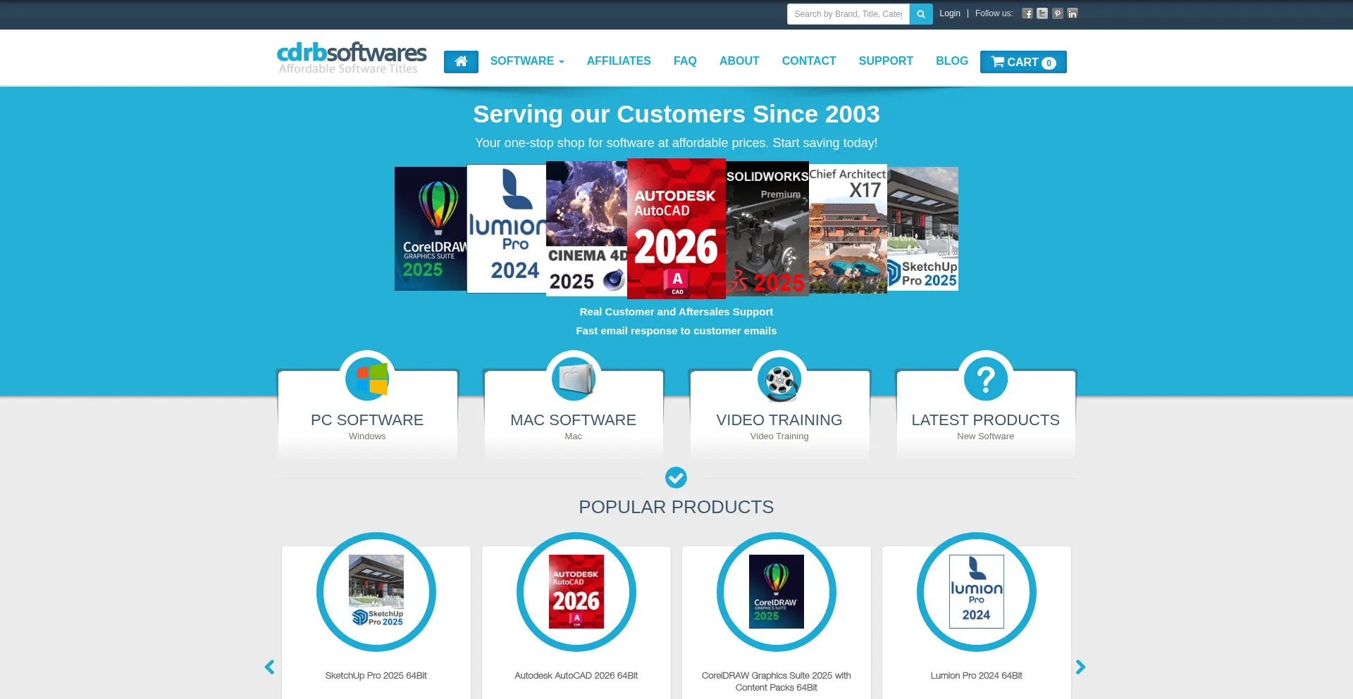 Website screenshot of Cdrbsoftwares.com