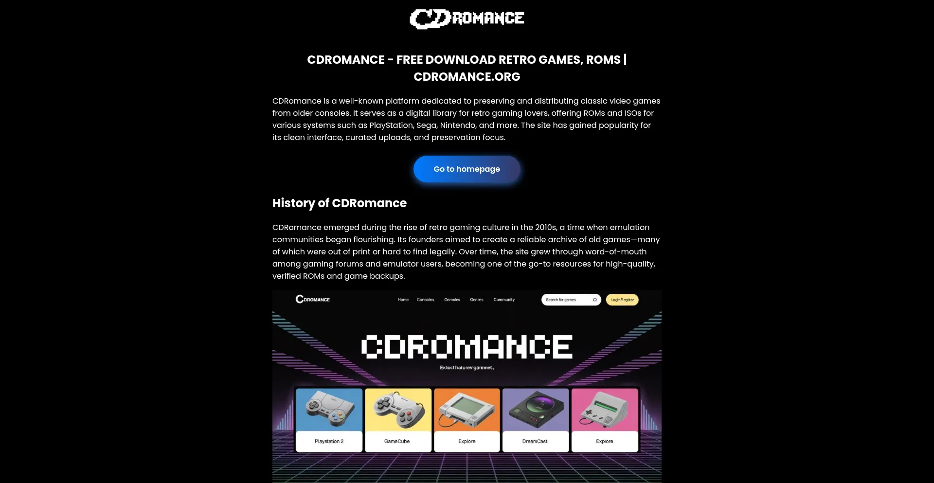 Website screenshot of Cdromance.fun