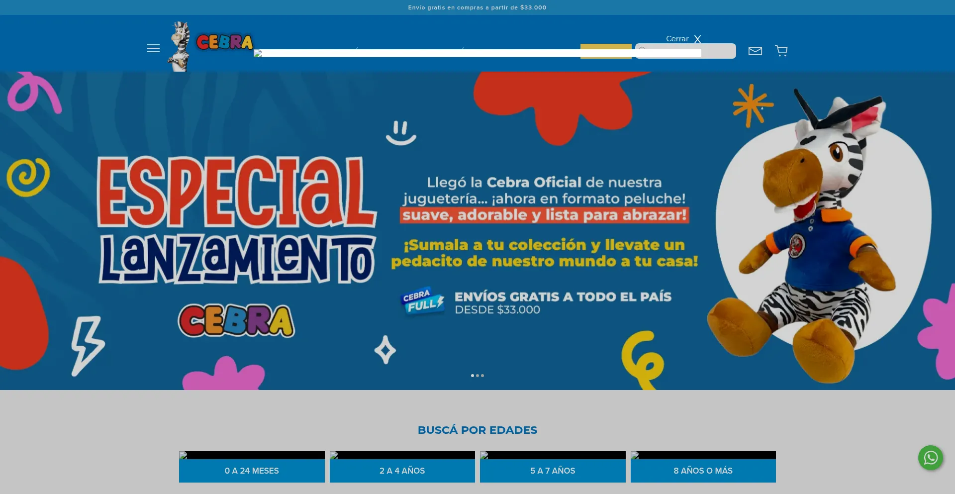 Website screenshot of Cebra.com.ar