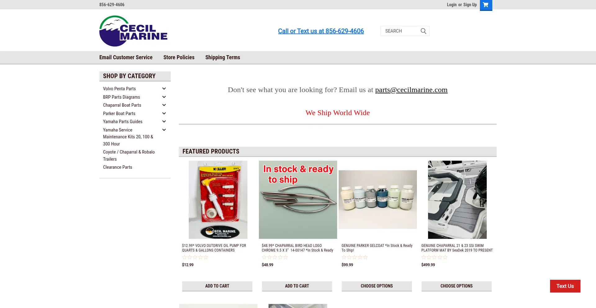 Website screenshot of Cecilmarineonline.com