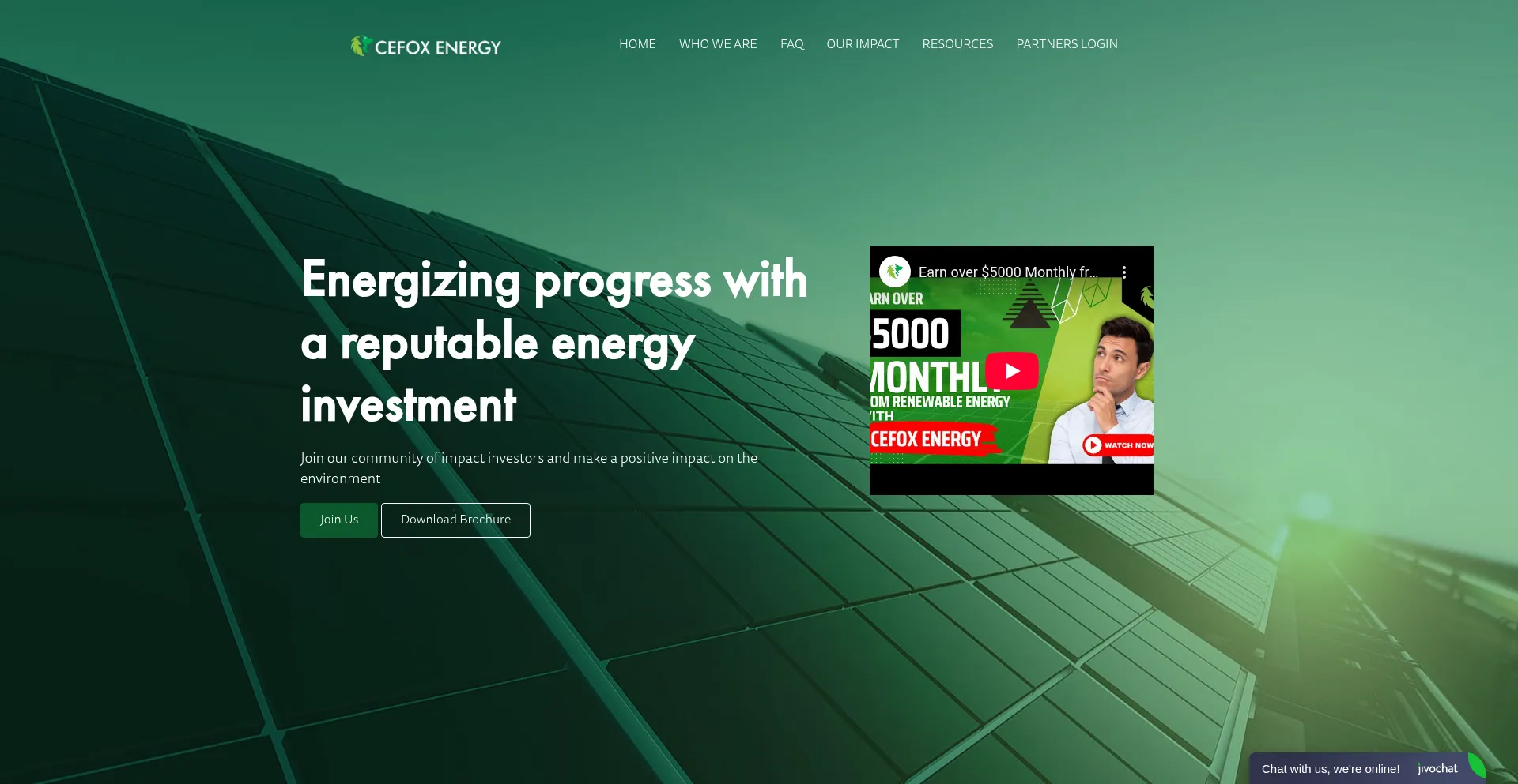Website screenshot of Cefoxenergy.com