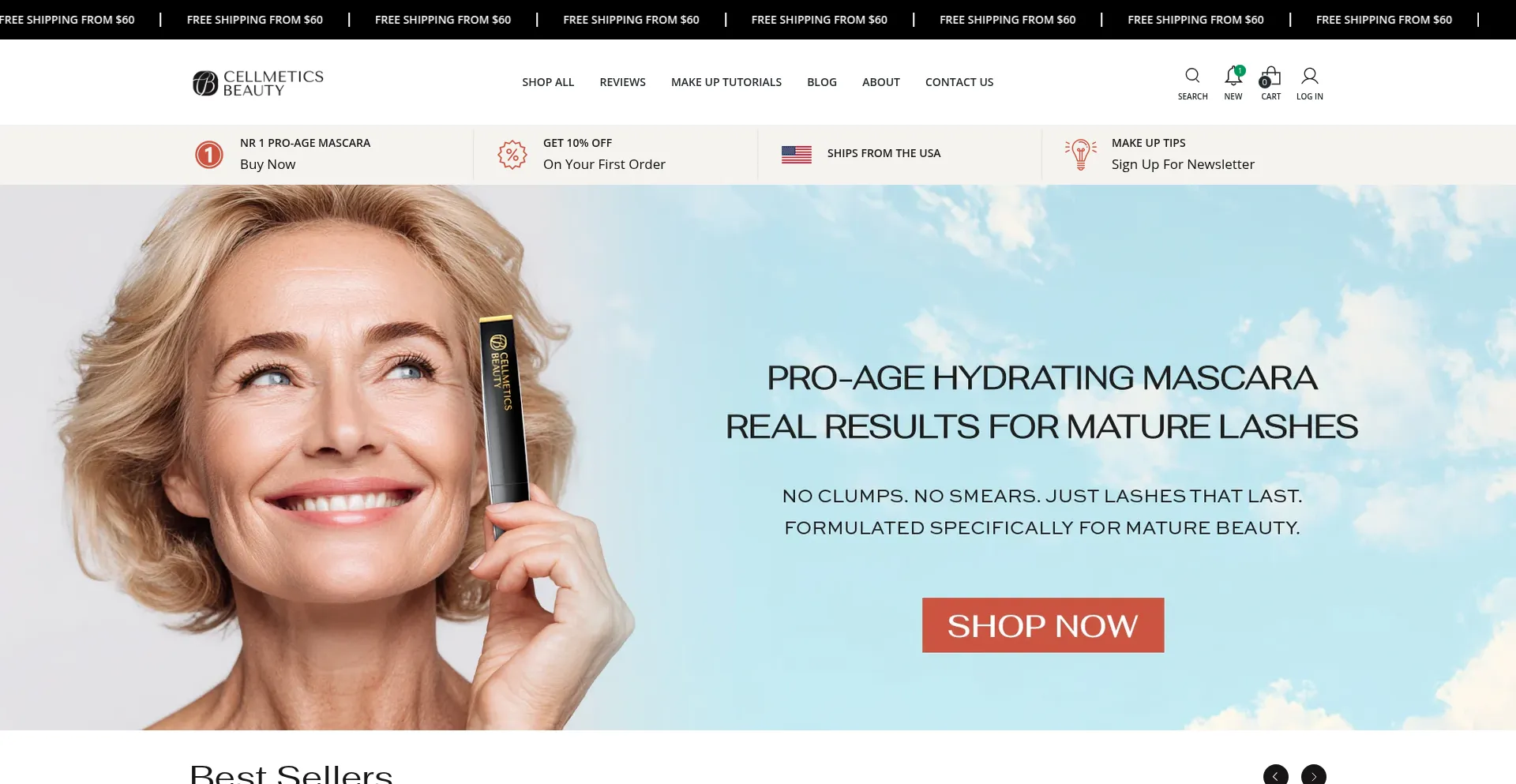 Website screenshot of Cellmeticsbeauty.com
