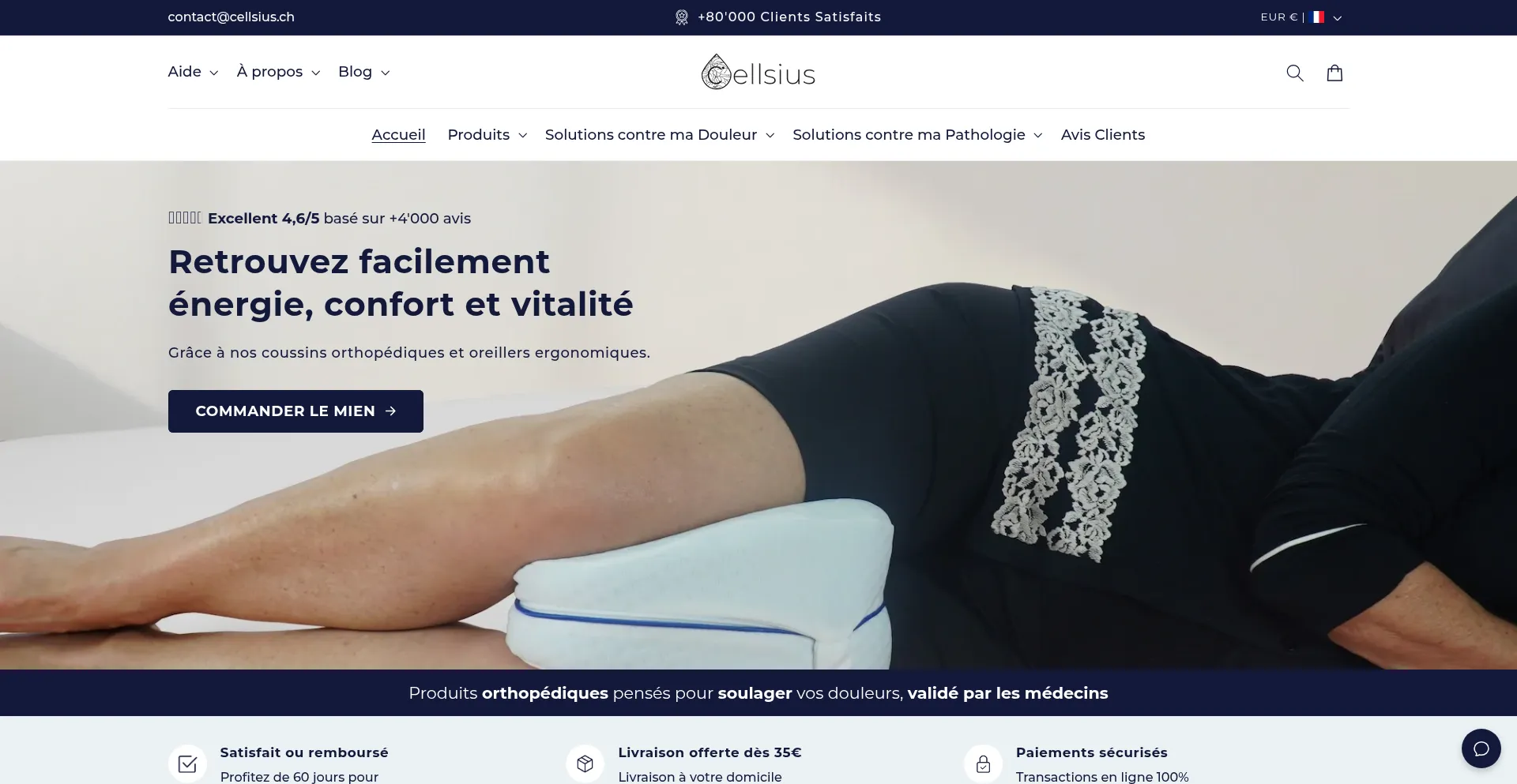 Website screenshot of Cellsius.ch