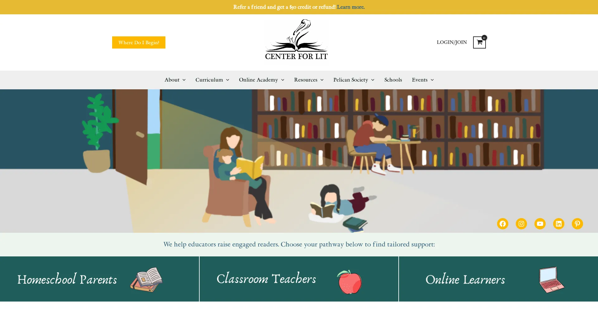 Website screenshot of Centerforlit.com
