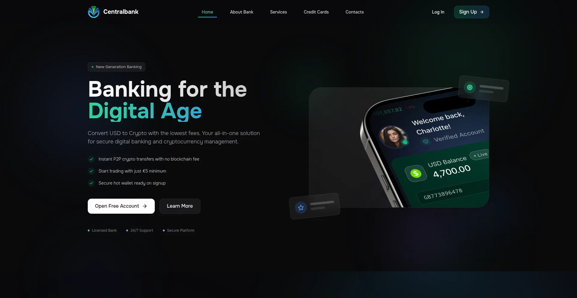 Website screenshot of Centralbnk.net
