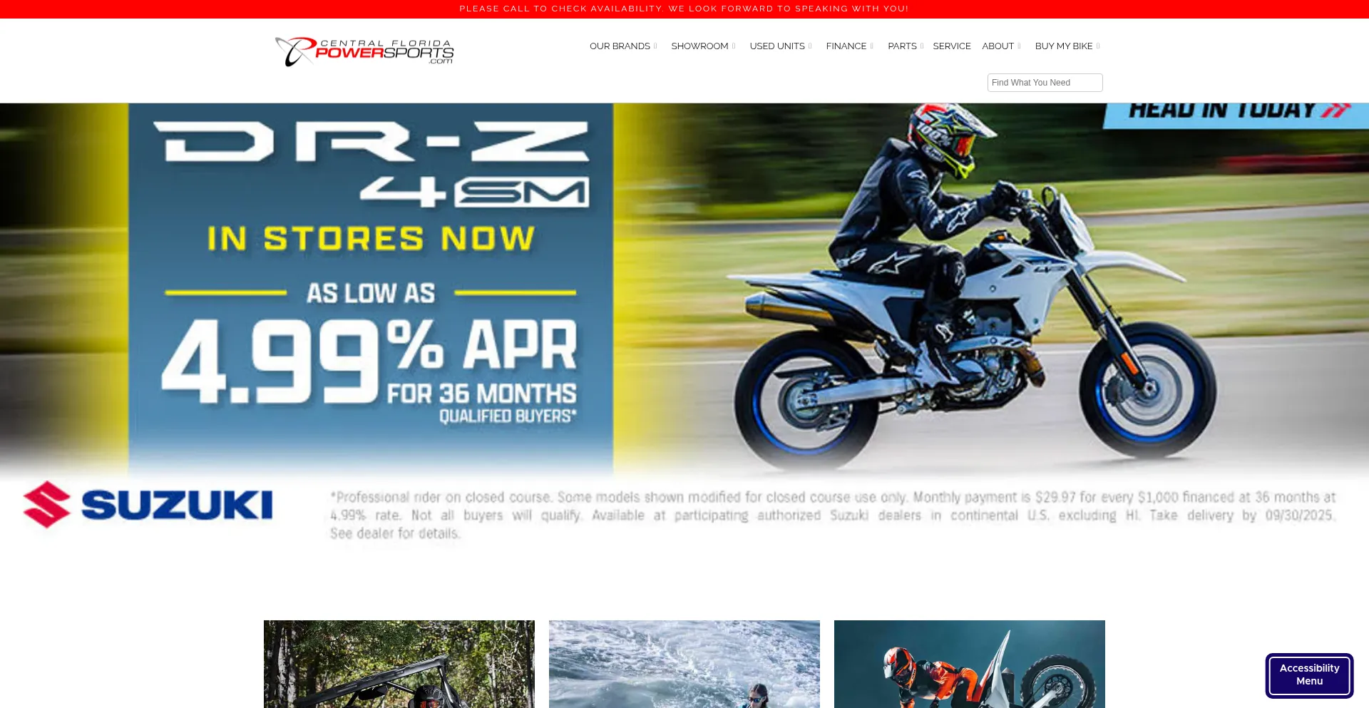 Website screenshot of Centralfloridapowersports.com