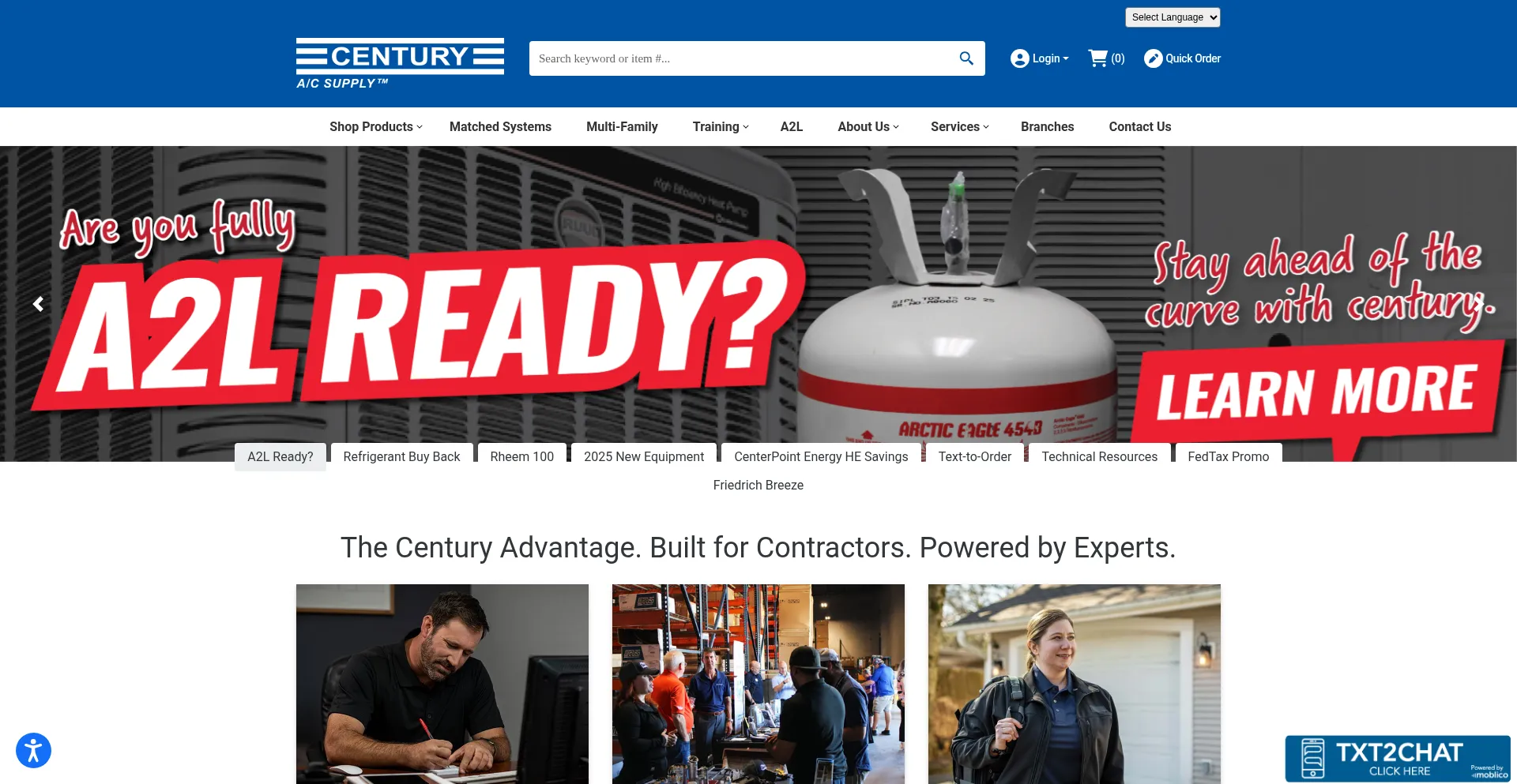 Website screenshot of Centuryac.com
