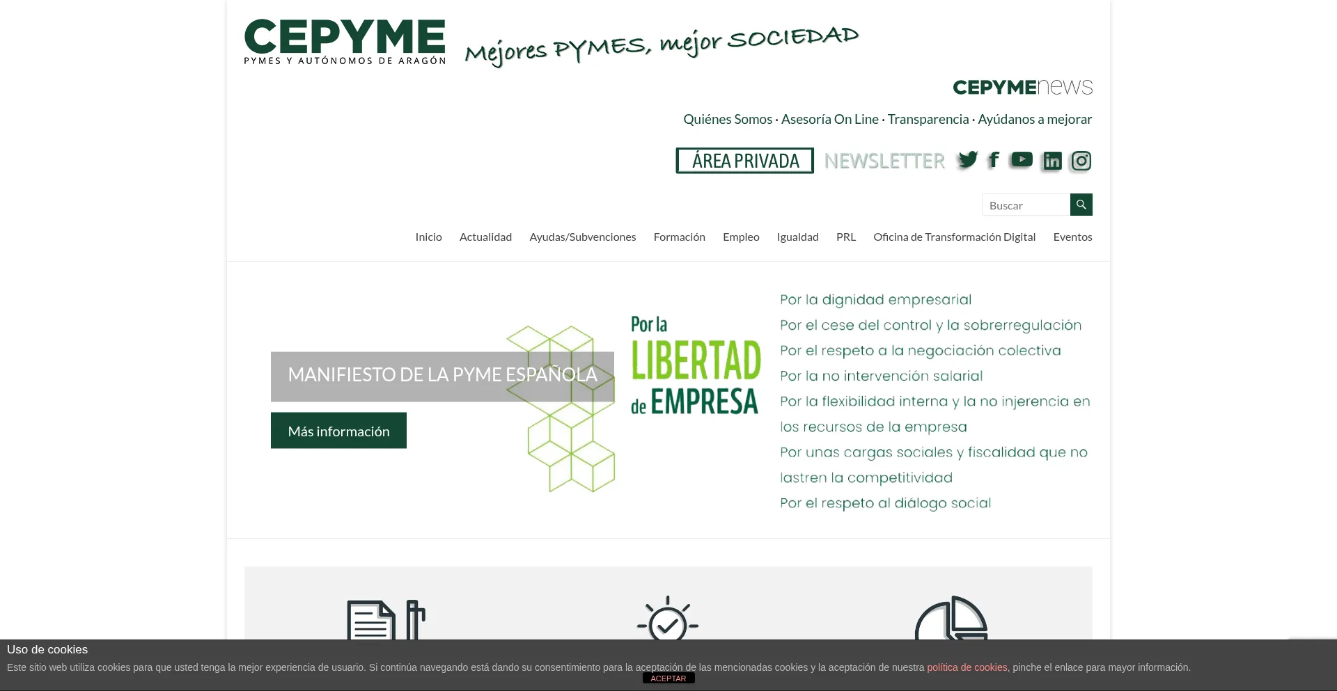 Website screenshot of Cepymearagon.es